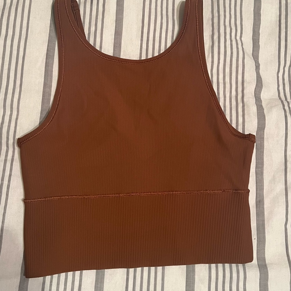 Lululemon Power Pivot Ribbed Tank - Copper Brown Size 6 - Picture 3 of 4